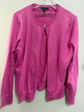 Lands' End Bright Pink Button Cardigan